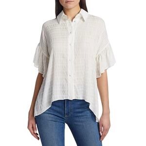 Alice + Olivia Edyth Ruffle-Sleeve Draped Blouse White Womens Size Medium